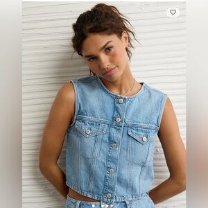 American Eagle Outfitters Light Blue Denim Vest NWOT